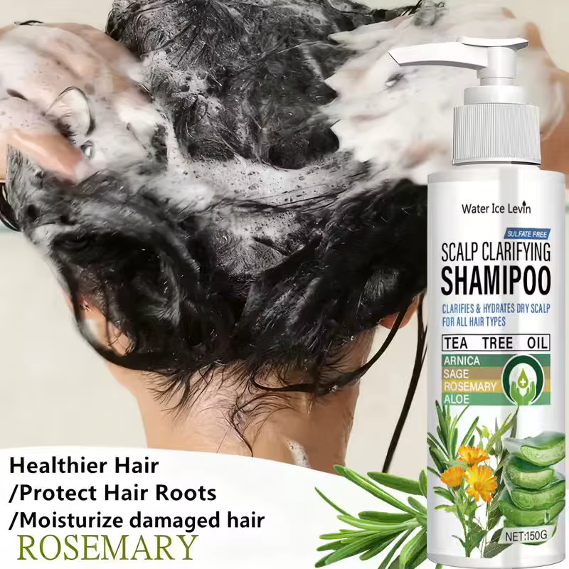 Shampoing clarifiant pour cuir chevelu sans sulfate Water Ice Levin avec huile d'arbre à thé et aloès – Hydrate le cuir chevelu sec, brille pour tous les types de cheveux