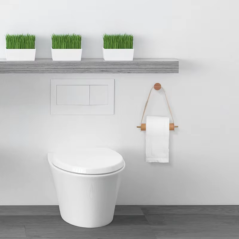 Porte-rouleau de papier toilette Vintage en bois et cuir, support de rangement pour salle de bain, distributeur de serviettes et de mouchoirs, accessoires de salle de bains muraux
