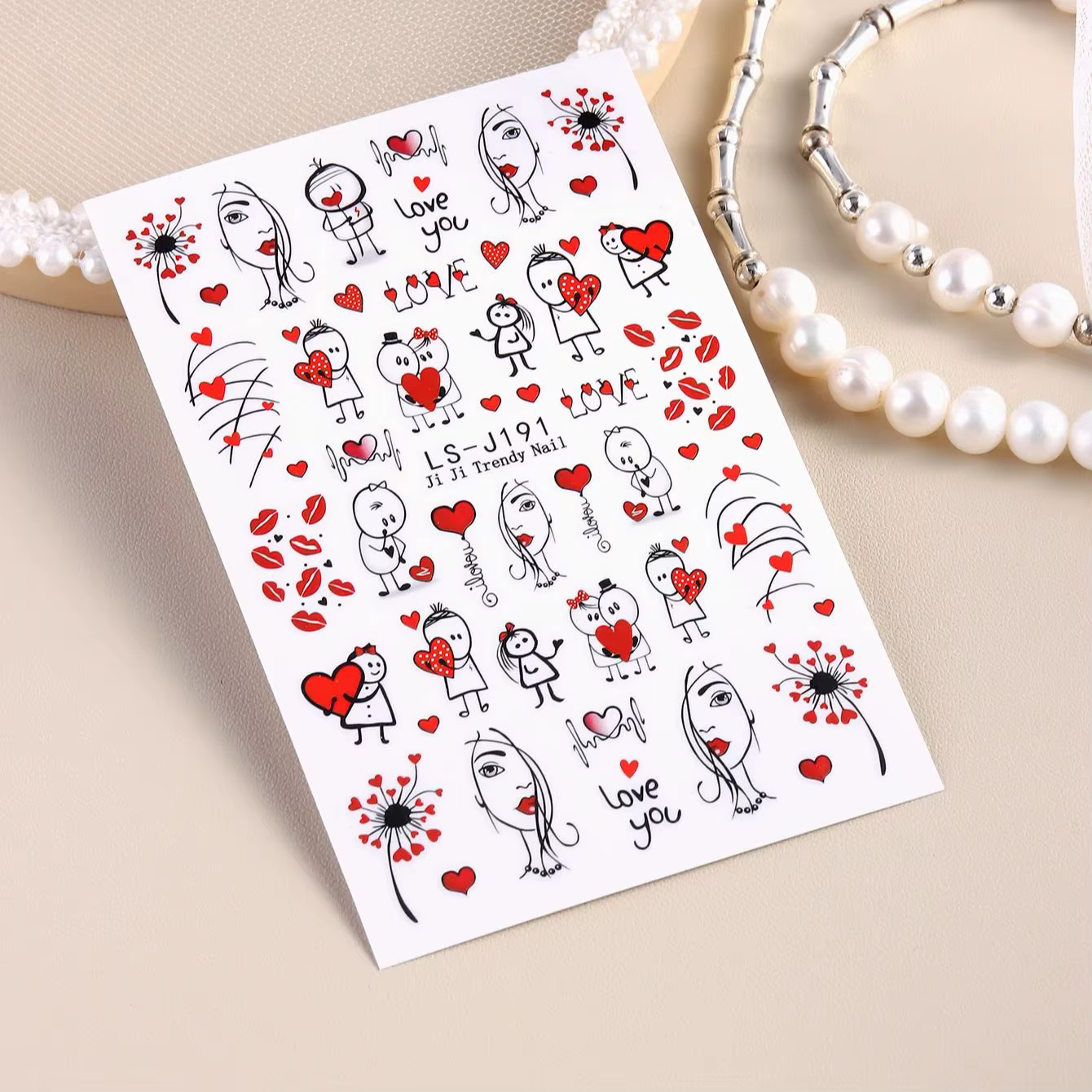 Autocollants pour ongles doux pour la saint-valentin