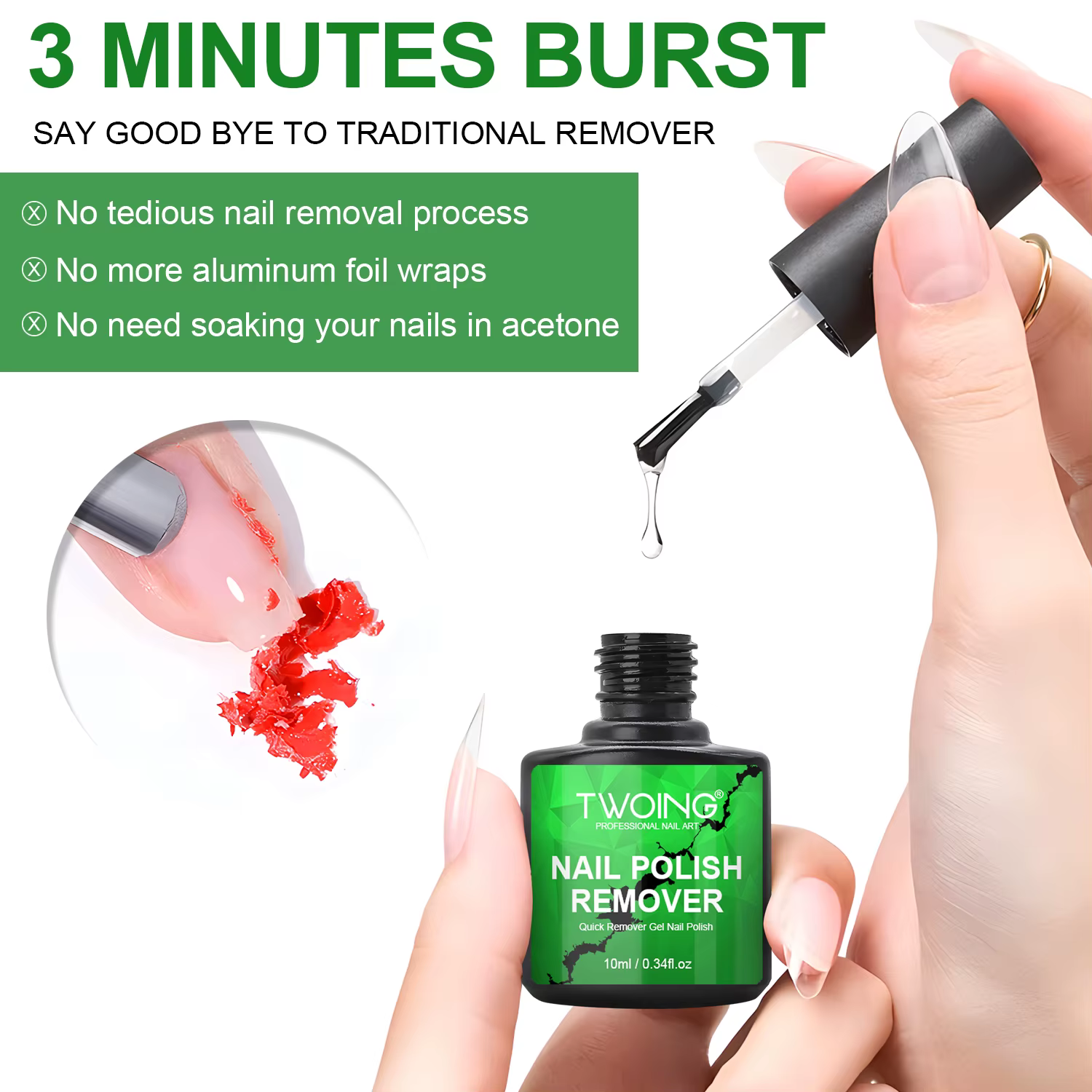 Ensemble de 3 dissolvant de vernis à ongles en Gel