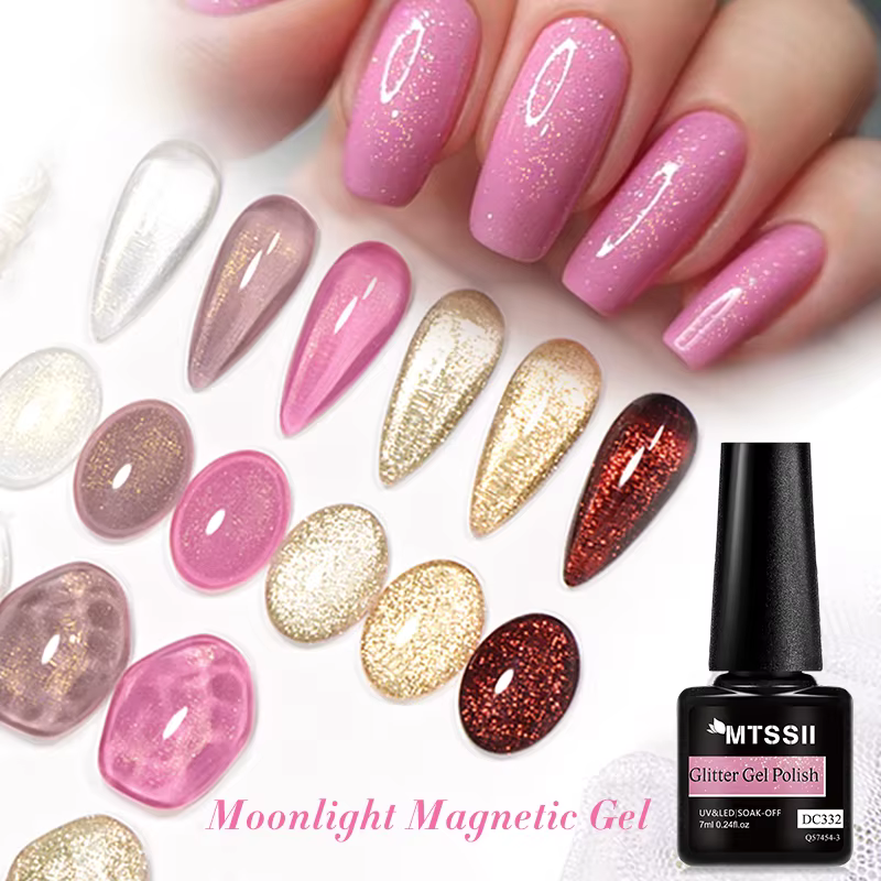 Vernis à ongles gel pailleté rose