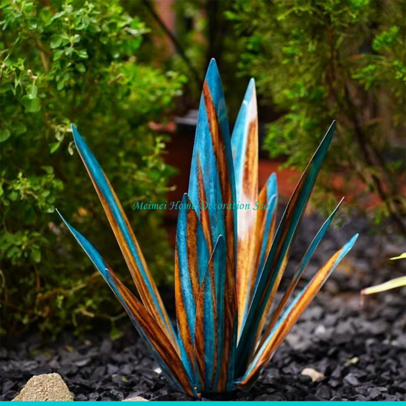 H7BF – décorations jardin en Agave pour piquet extérieur, Sculpture Tequila peinte à main