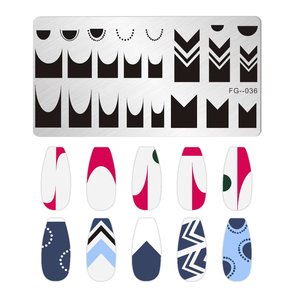 Plaques d'estampage d'ongles 12x6cm