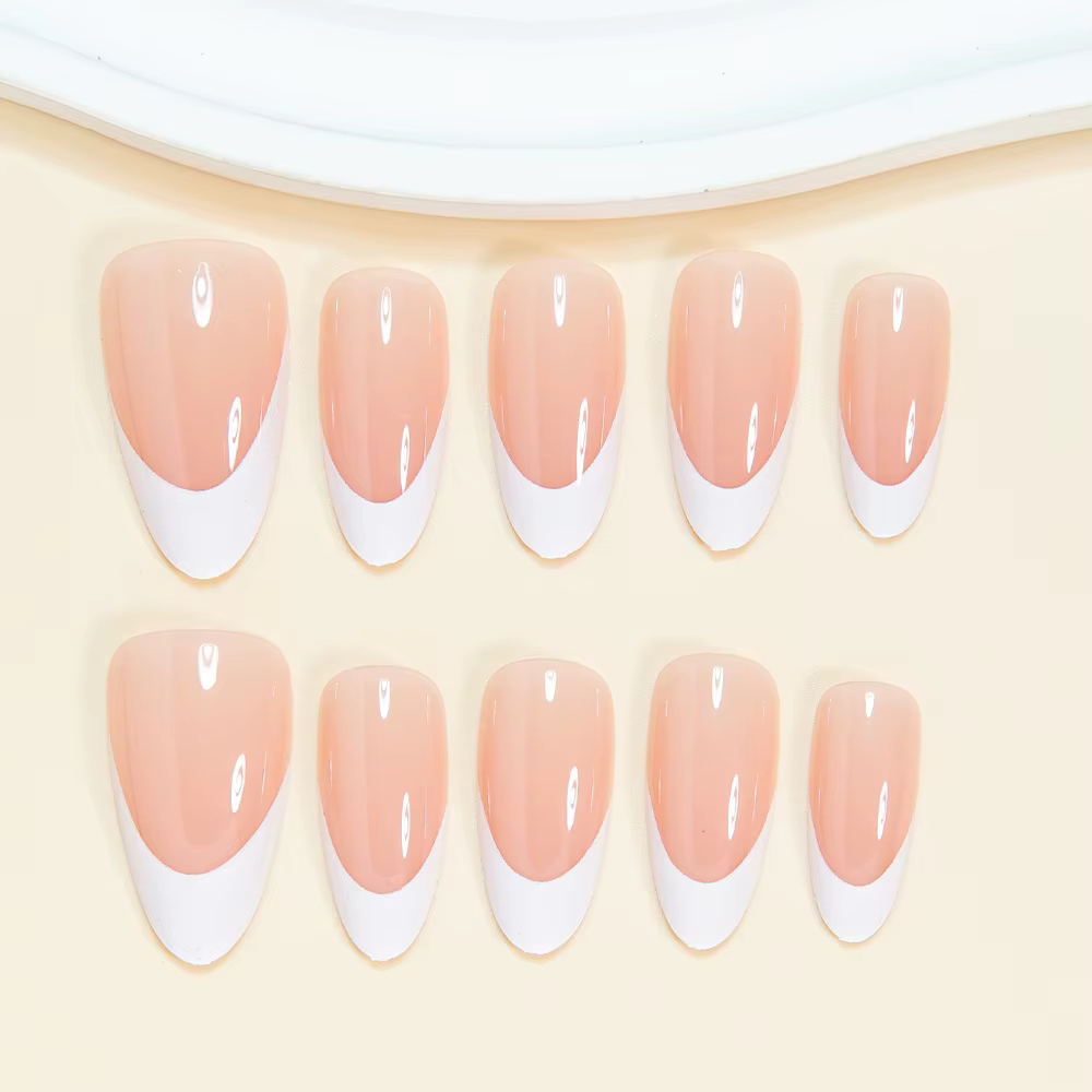 30 pièces blanc/noir/rouge français faux ongles femmes charme quotidien manucure couleur nue amande presse