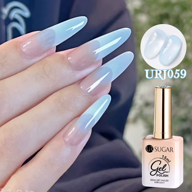 UR SUGAR 15ml verre bleu glace menthe gelée Gel vernis à ongles printemps été Semi Transparent Nail Art tremper LED UV Gel bricolage manucure