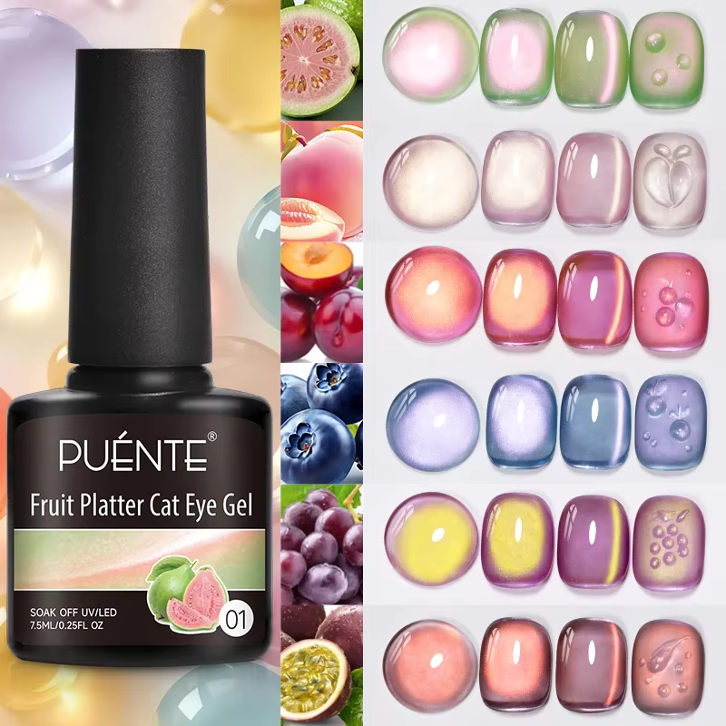 Vernis à ongles Gel magnétique chat série fruits d'été 7.5ML vert violet rose Gel oeil