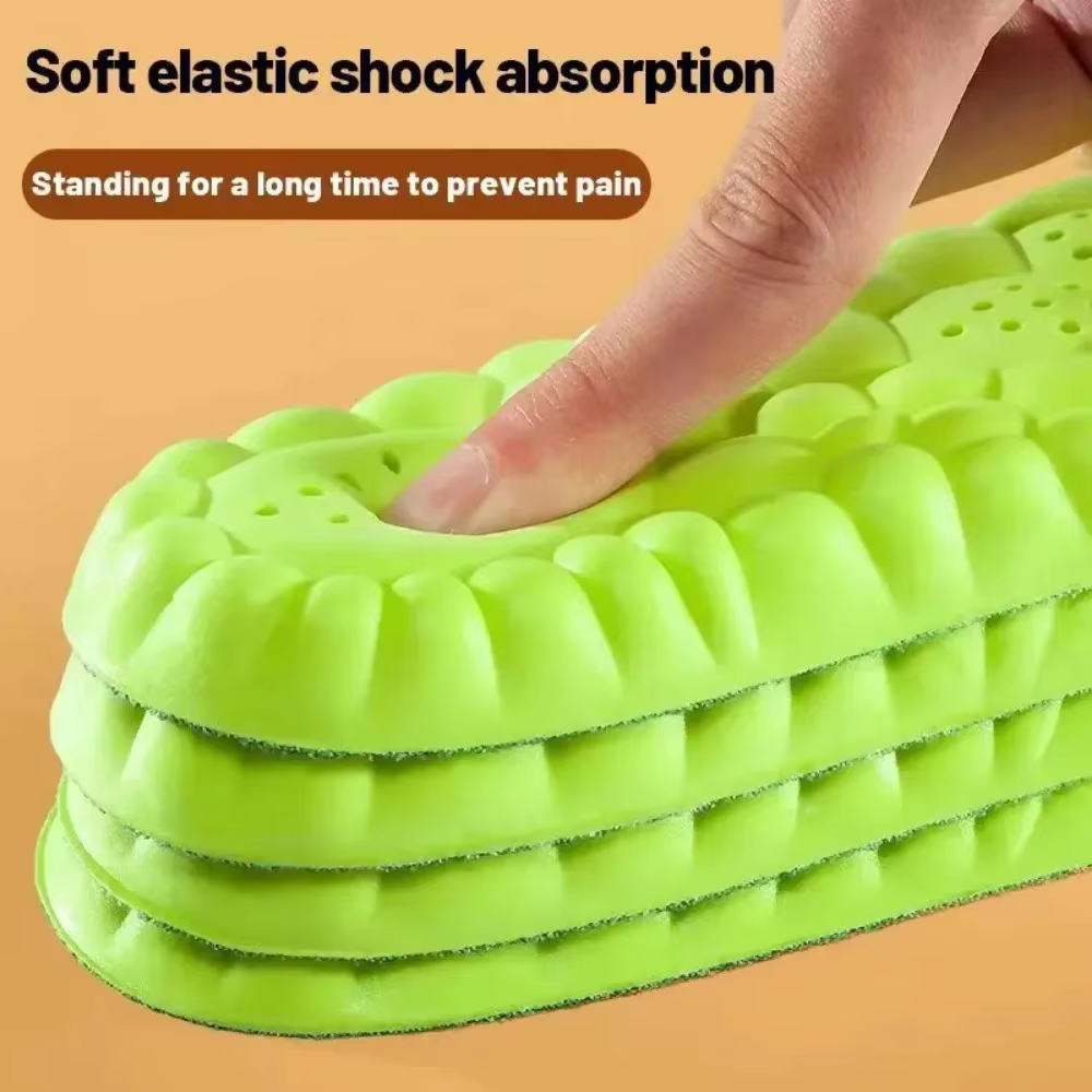 1/2 Paire de semelles intérieures de sport en PU avec technologie 4D Cloud, souples, respirantes, absorbant les chocs, pour la course à pied et les soins orthopédiques