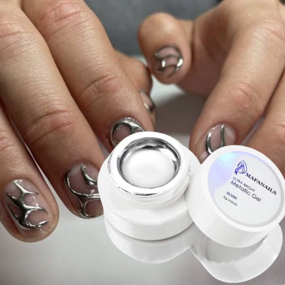 1PC Vernis à ongles effet miroir métallique or/argent/or rose