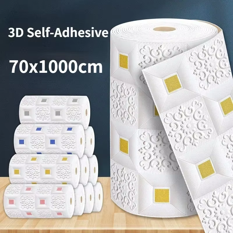 Papier peint auto-adhésif imperméable pour plafond 3D, autocollant pour toiture, arrière-plan de télévision, décoration de toit, autocollants muraux