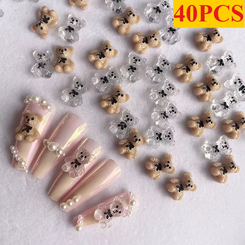 Breloques pour ongles en forme d'ours