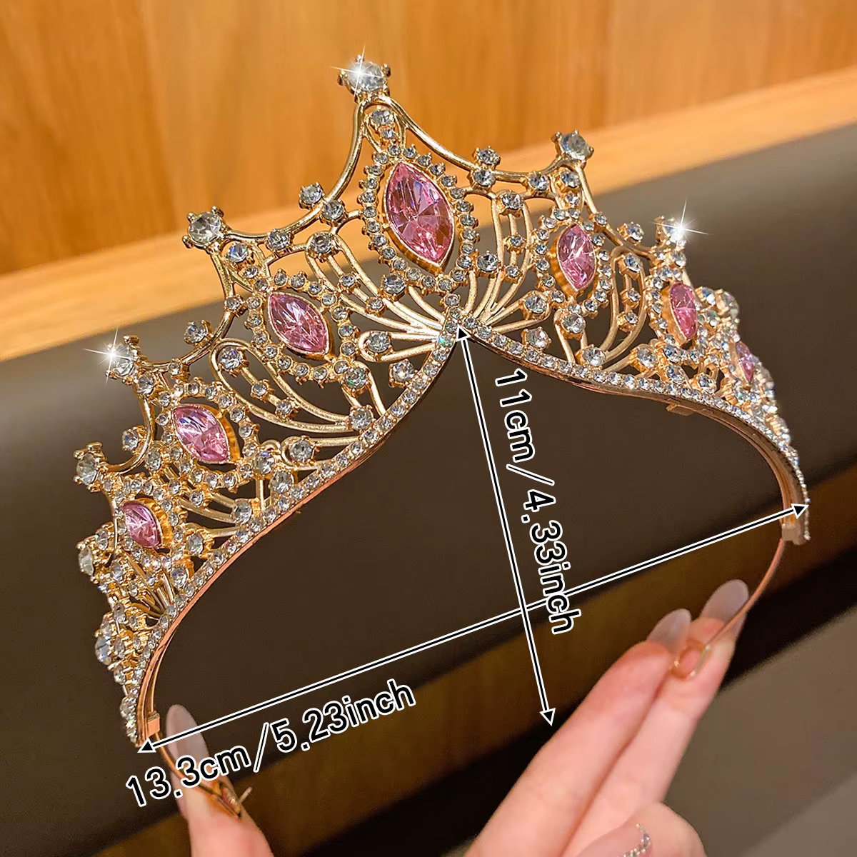 1 grande couronne, bandeau de tempérament à la mode, accessoire pour cheveux à vent doux, adapté aux performances et aux anniversaires