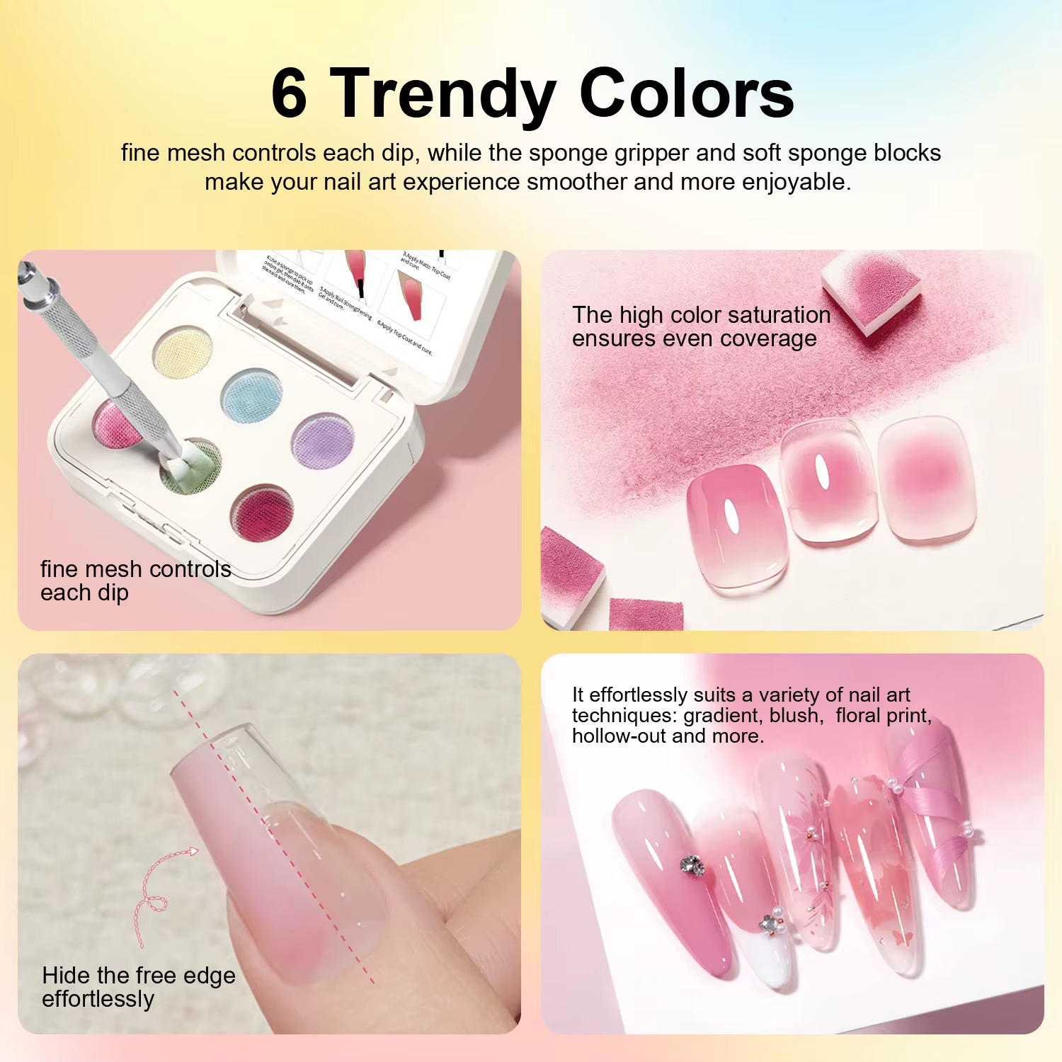 LIMEGIRL Gel de Peinture Dégradé 6 Couleurs pour Nail Art