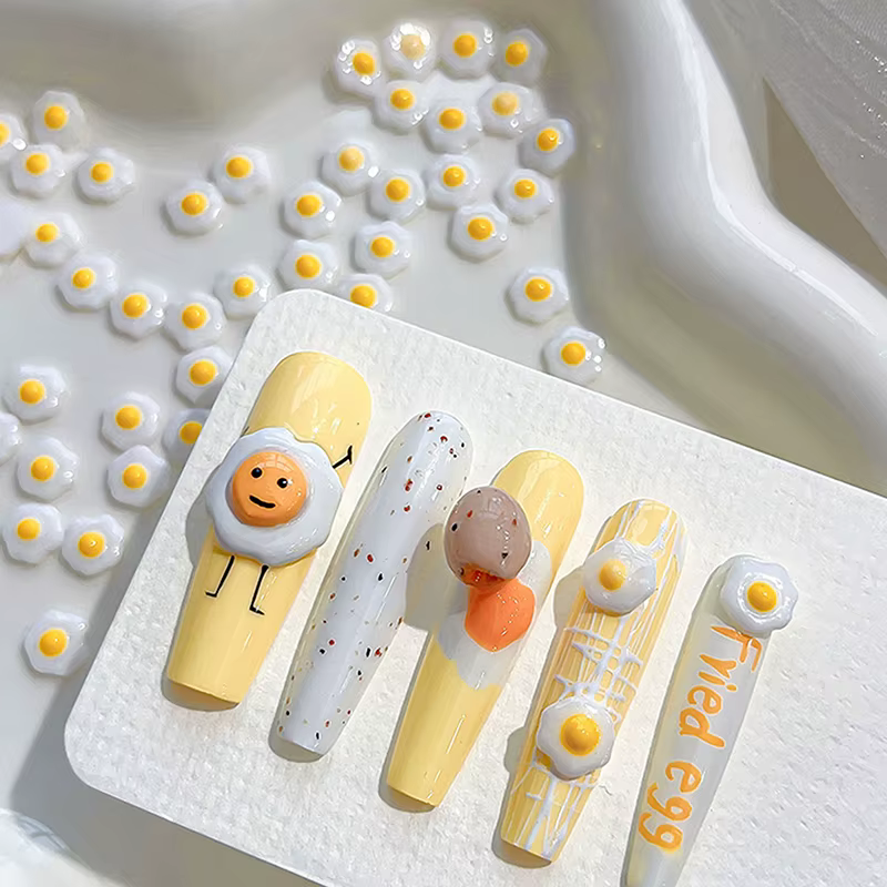 Mini œufs pochés 3D, décorations pour Nail Art