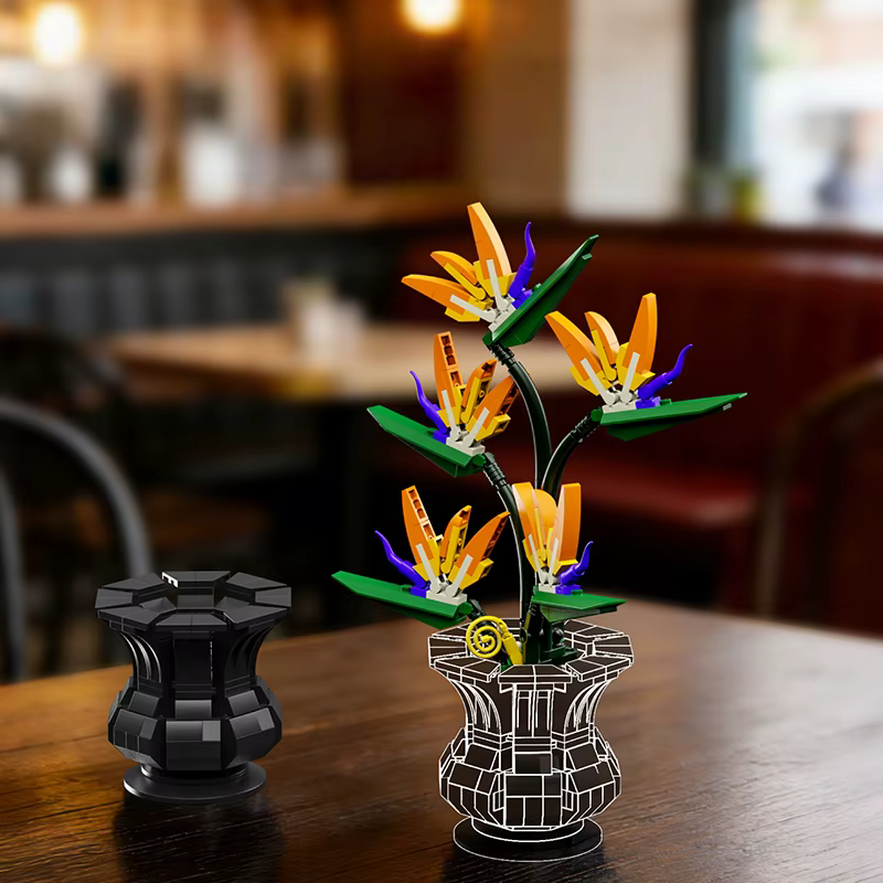 Bouquet d'oiseaux de paradis en blocs de construction, 451 pièces, modèle de plante florale, jouet en briques à monter soi-même, décoration de bureau, cadeau de saint-valentin pour filles et enfants