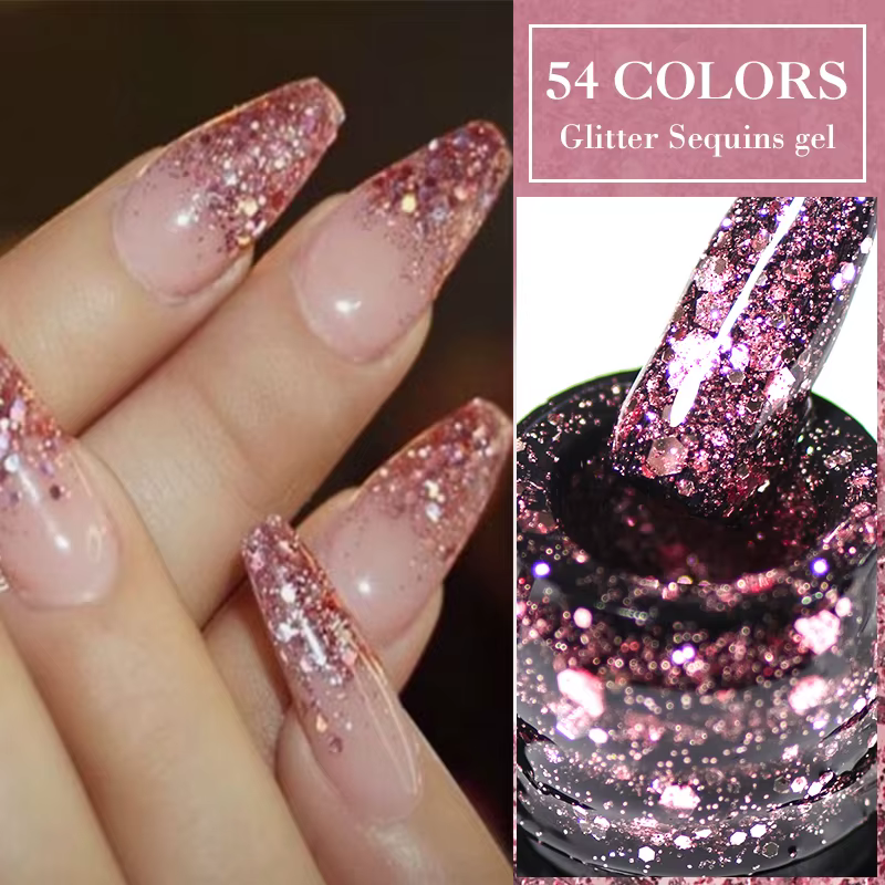 Mtssii 6 pièces/ensemble rose paillettes Gel vernis à ongles ensemble