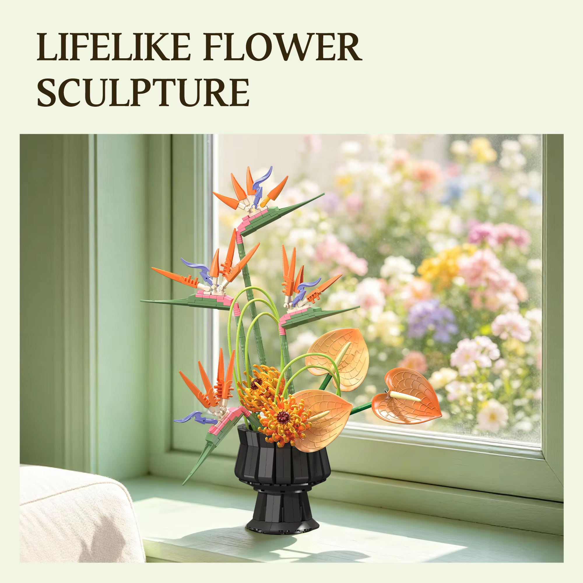 796 pièces Blocs de construction Plante Oiseau de paradis, Fleur botanique en pot, Décoration de bureau, Briques DIY, Jouets pour adultes, Cadeaux