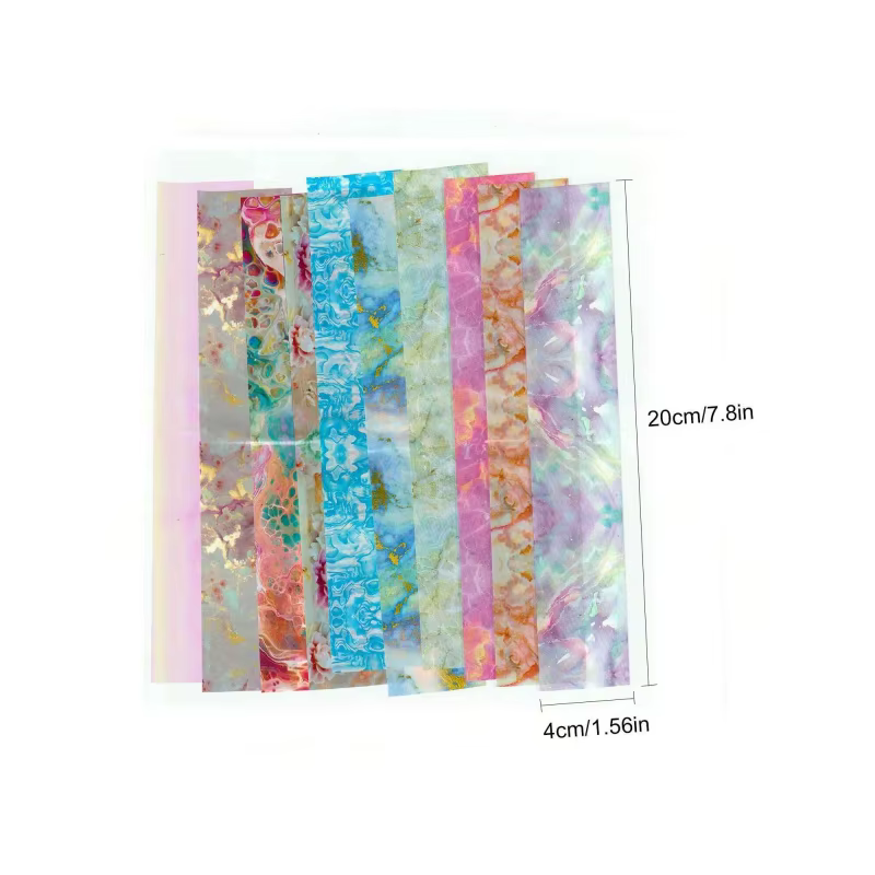 Lot de 10 feuilles de transfert pour nail art à motif marbre - Thème fantaisie