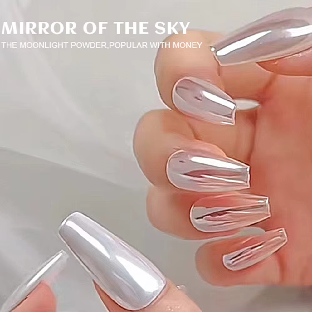 Le "Donut glacé" lueur ongles paillettes Chrome effet de lumière de lune