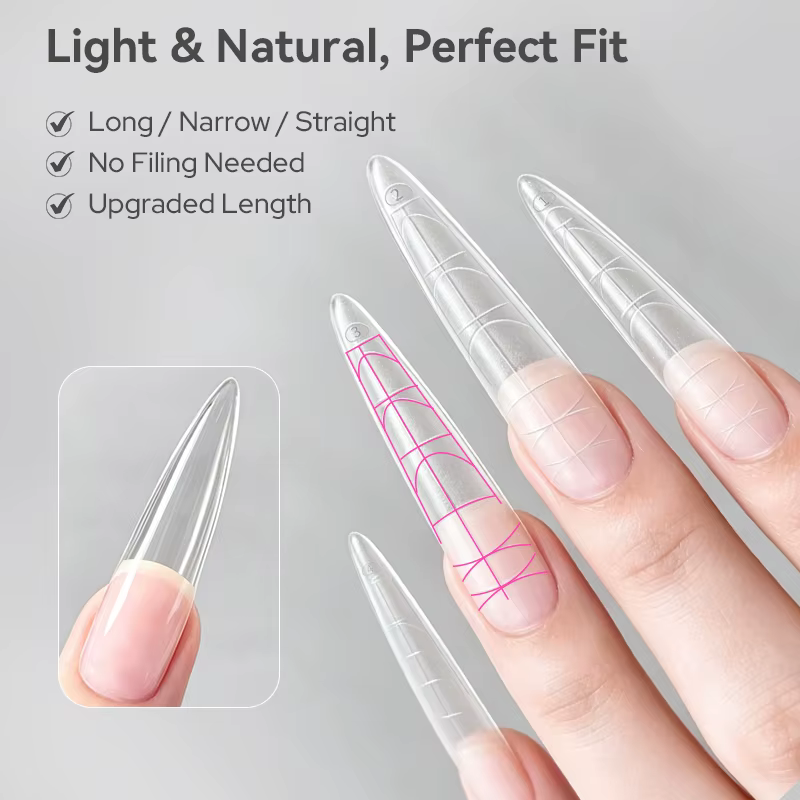 BORN PRETTY – Nouveaux faux ongles longs stiletto avec lignes de guidage intégrées