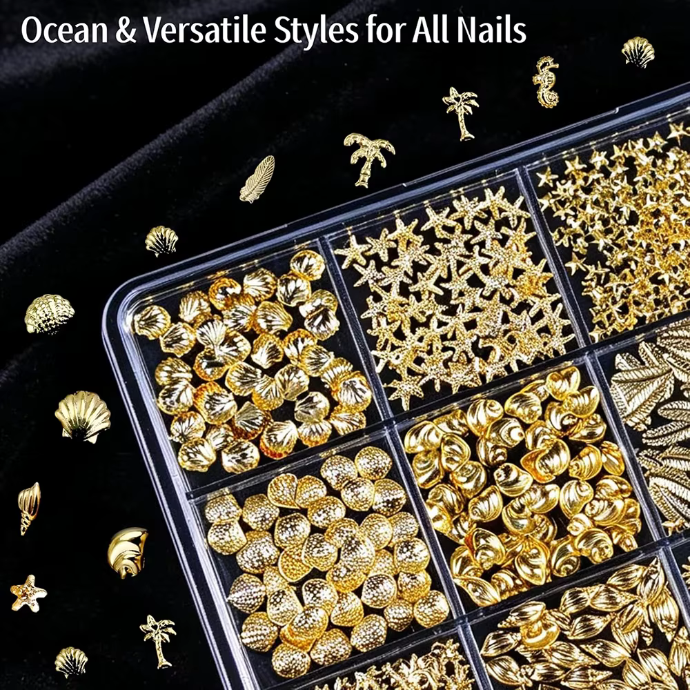 12 Formes Mixtes de Clous Métalliques pour Nail Art