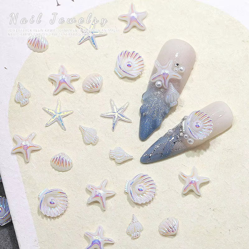 12 compartiments de décorations pour nail art style océan estival