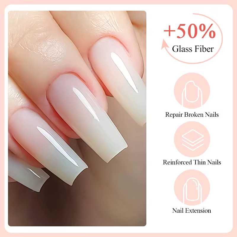 Gel de construction UV rapide en fibre de verre pour ongles