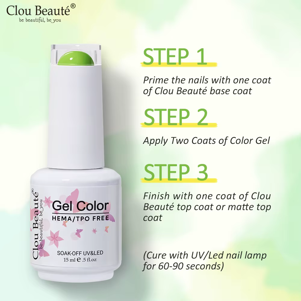 Clou Beaute 15ml été brillant rose vif Orange HEMA TPO gratuit vernis à ongles
