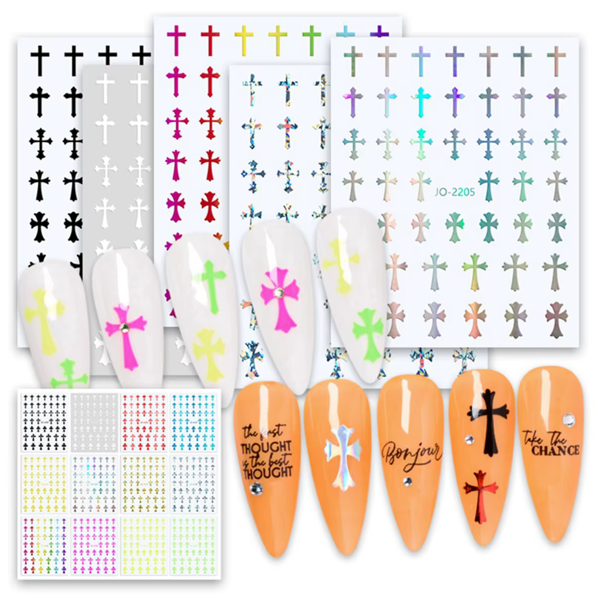 Femmes Nail Art autocollant nouveau Style INS chaud 12 couleurs croix couleur unie ongles bricolage décoration décalcomanies