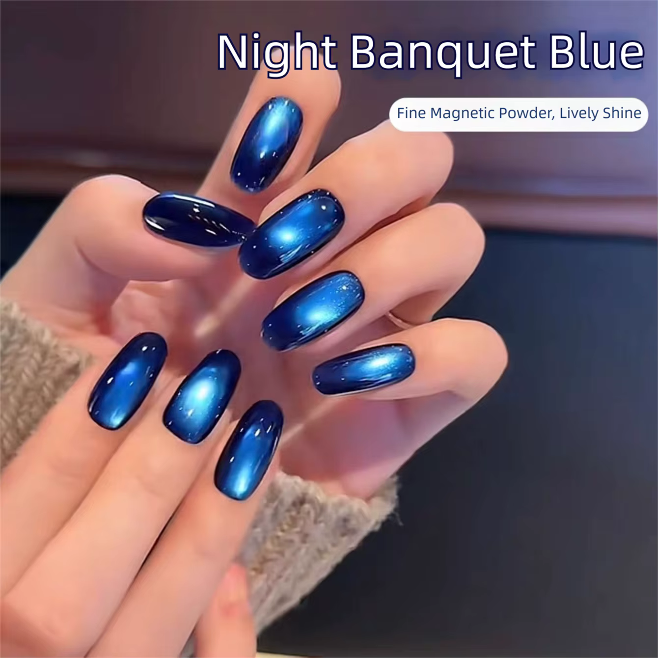 Gel à ongles bleu œil de chat MN Midnight Banquet