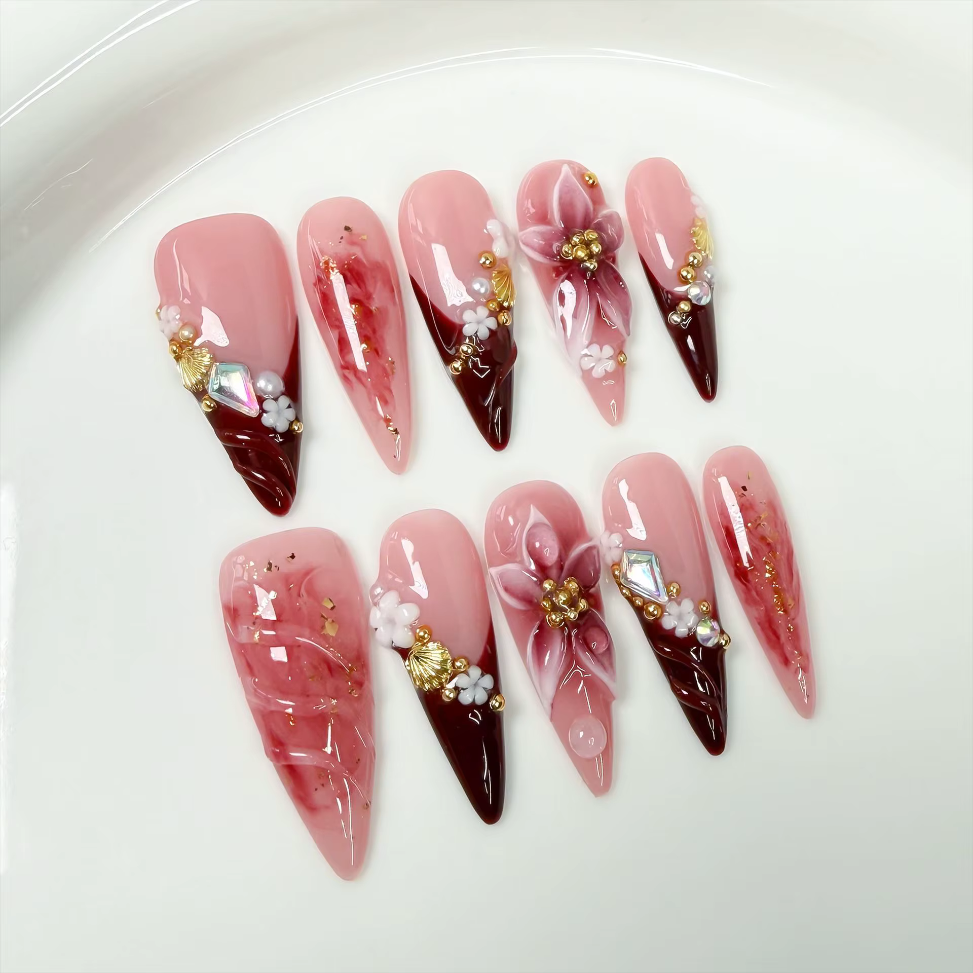 Faux ongles français rose doux