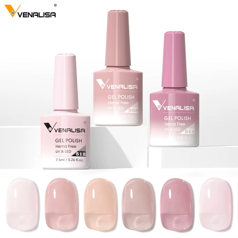 Venalisa HEMA TPO gratuit 7.5ml Transparent gelée Gel vernis à ongles nu rose