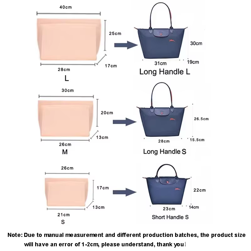 Organisateur d'insertion de sac, accessoires de sac à main, adapté au organisateur de fourre-tout à longue poignée Longchamp, sac de rangement de cosmétiques