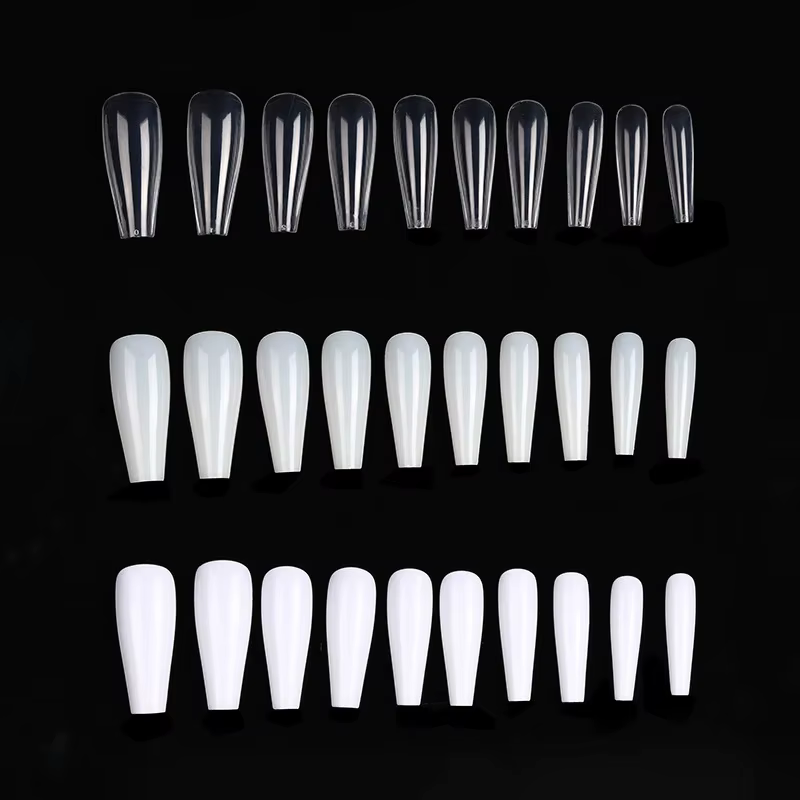 600 pièce/sac longue ballerine cercueil faux ongles conseils clair/couleur naturelle couverture complète