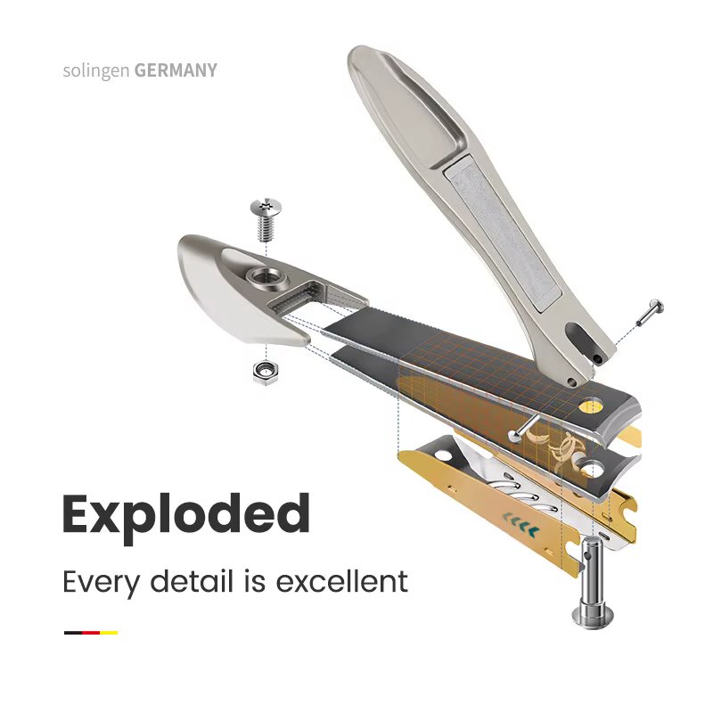 【Design anti-éclaboussures】 Coupe-ongles professionnel en acier inoxydable – Outil de manucure bionique avec poignée ergonomique pour une utilisation en voyage à domicile
