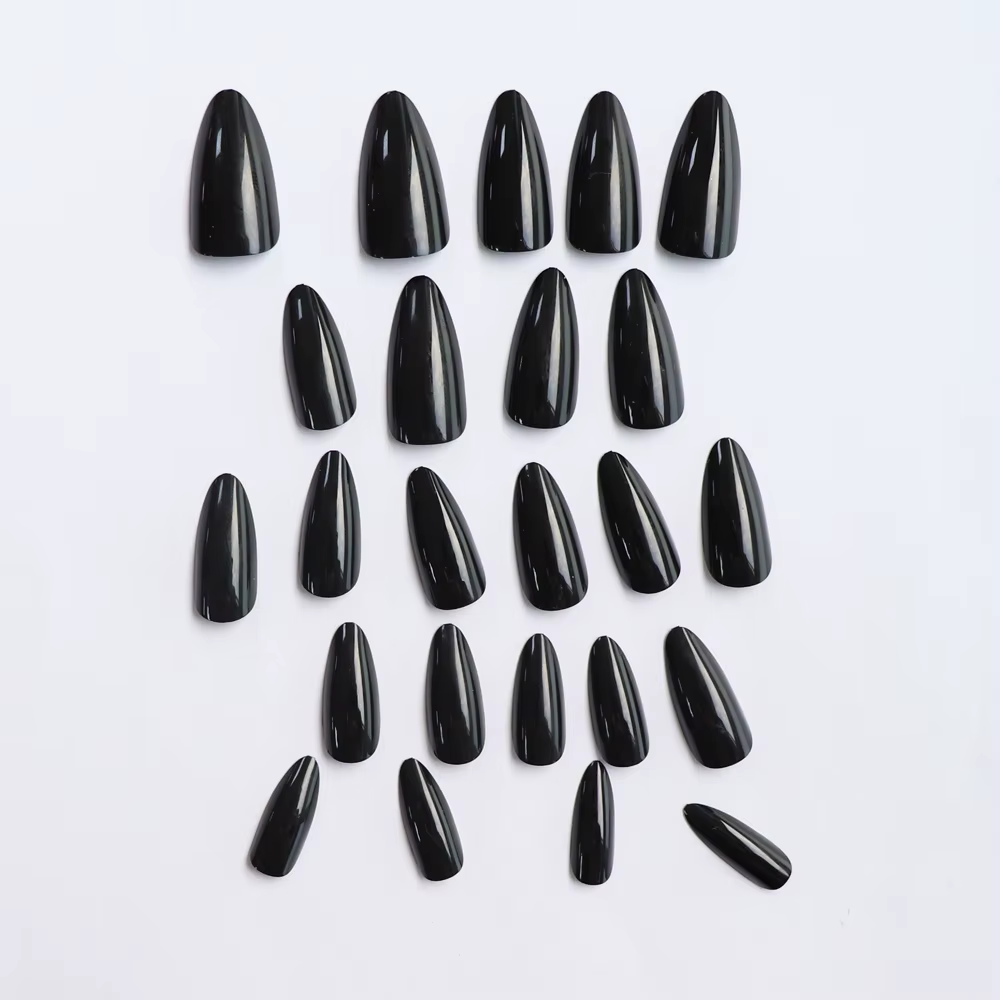 24 faux ongles artificiels en acrylique noir