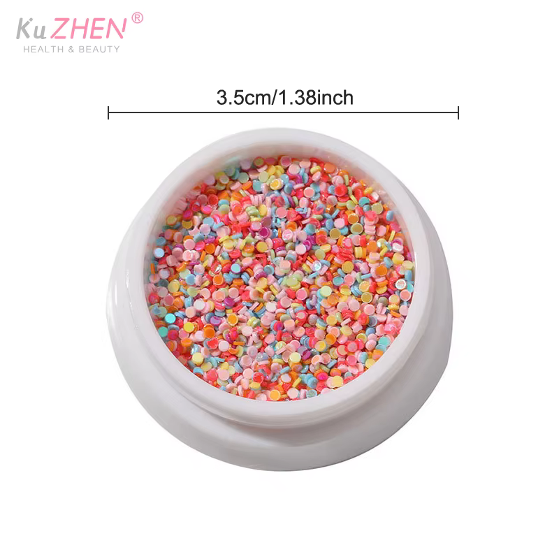 1 boîte de paillettes colorées à pois pour Nail Art