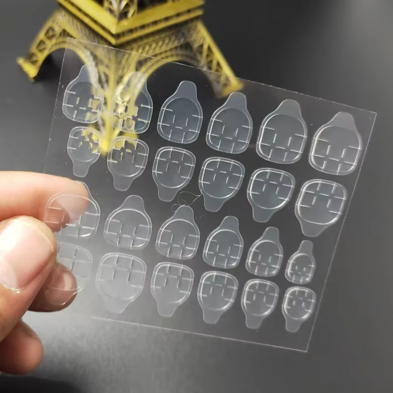 10 feuilles de ruban adhésif Double face autocollant de colle pour faux ongles Art