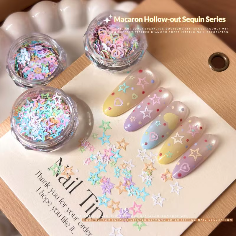 Nouveaux paillettes de nail art en forme de macaron pastel