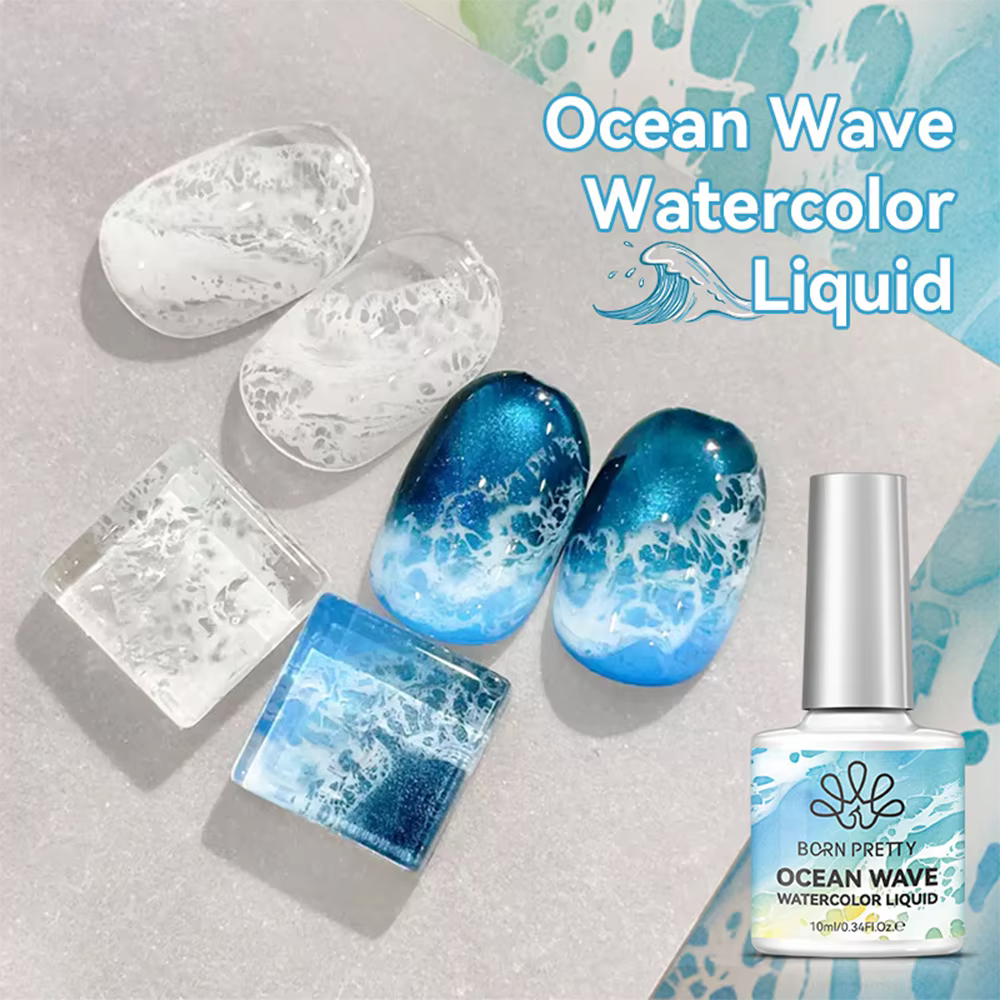 Vernis à ongles gel aquarelle 10ml Onde Océanique Blanche