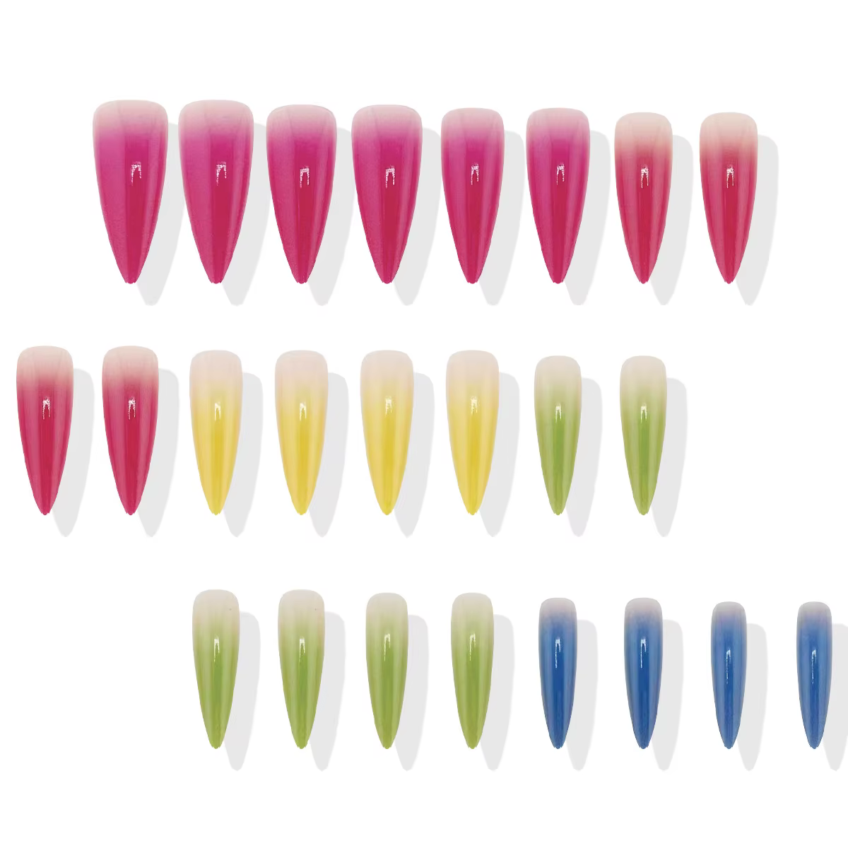Spicy Girl's Cool Y2k faux ongles arc-en-ciel dégradé longs