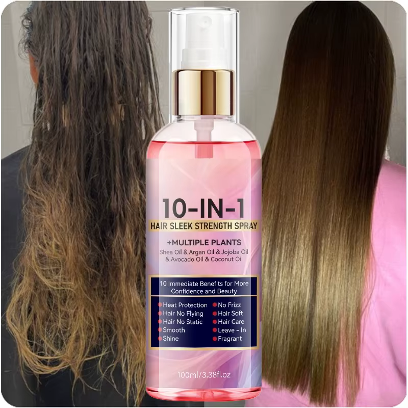 Spray capillaire 10 en 1 sans rinçage pour réparer les cheveux secs, lisser, hydrater et coiffer