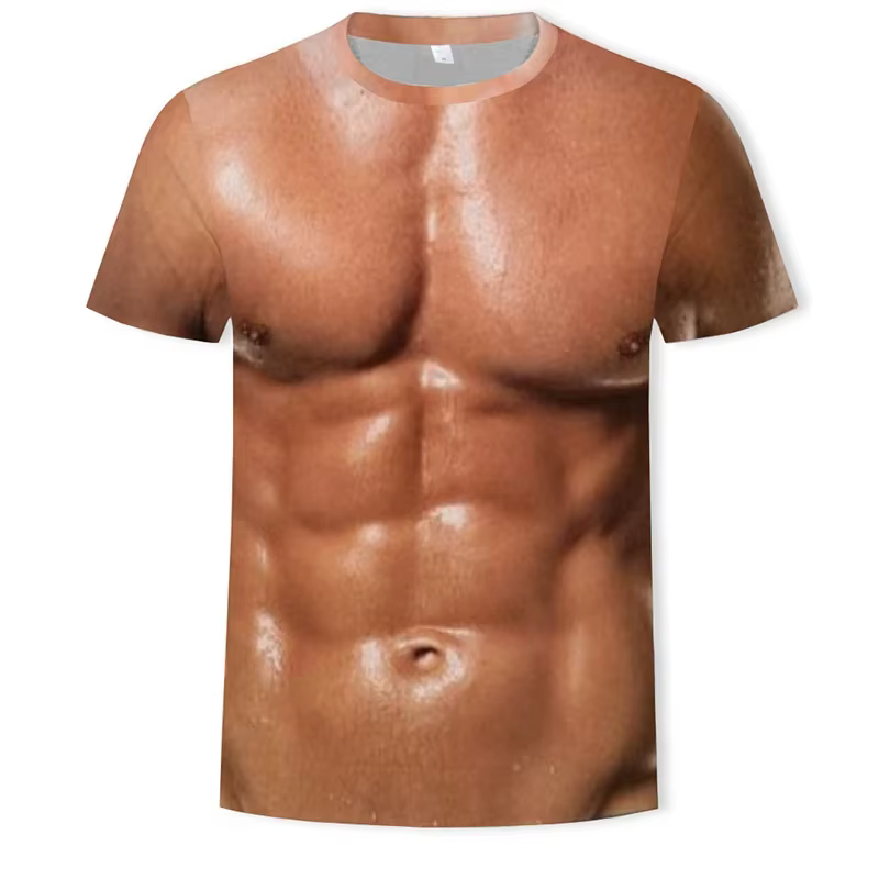 T-shirt drôle de faux muscle pour hommes et femmes, vêtements de sport décontractés, streetwear imprimé en 3D, mode estivale masculine, Y-Clothes