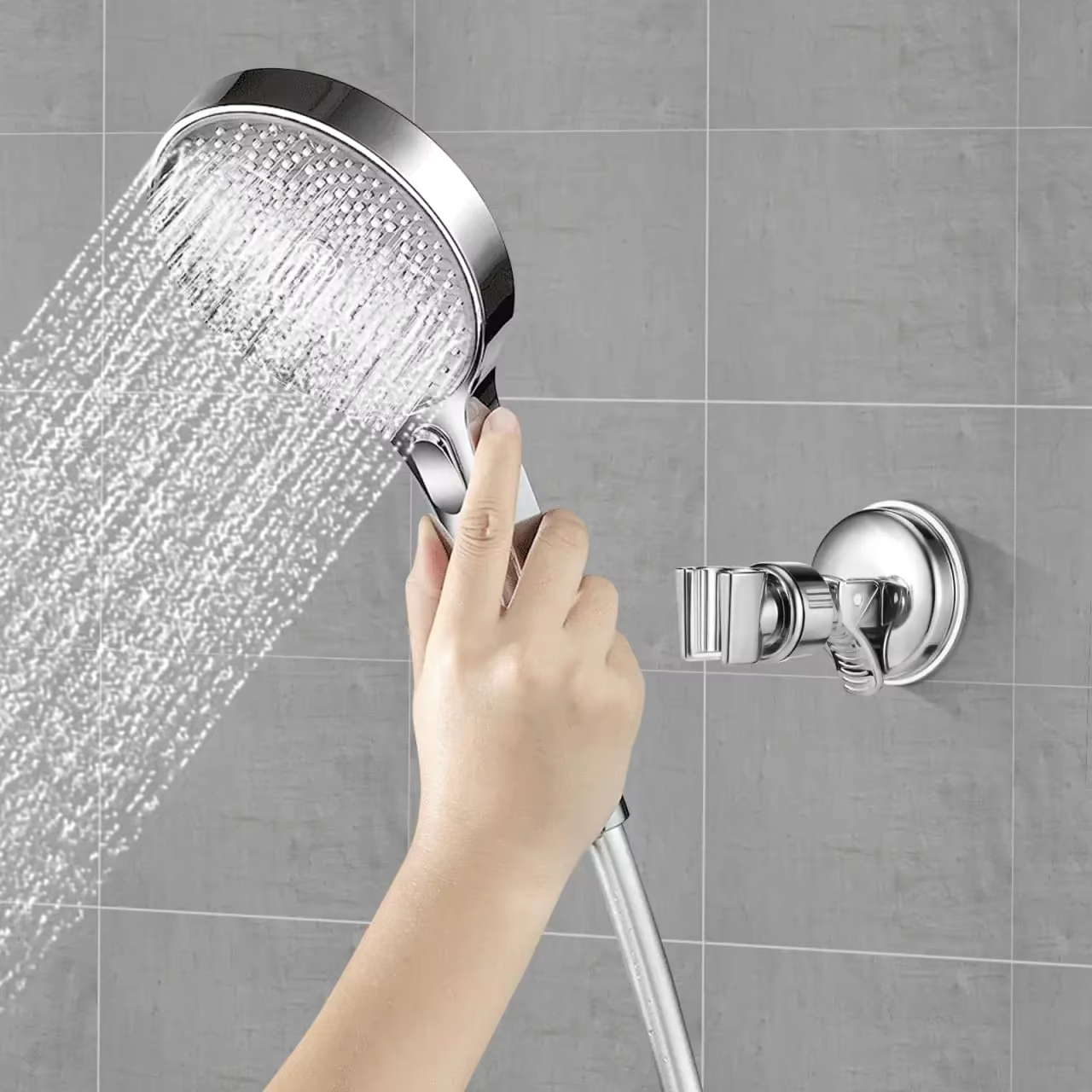 Support de douche à ventouse sous vide forte, pomme de douche à main réglable, support mural, Base de douche rotative pour salle de bain, 1 à 4 pièces