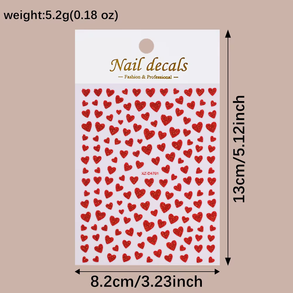 Autocollants pour ongles 5D à paillettes violettes pour la saint-valentin