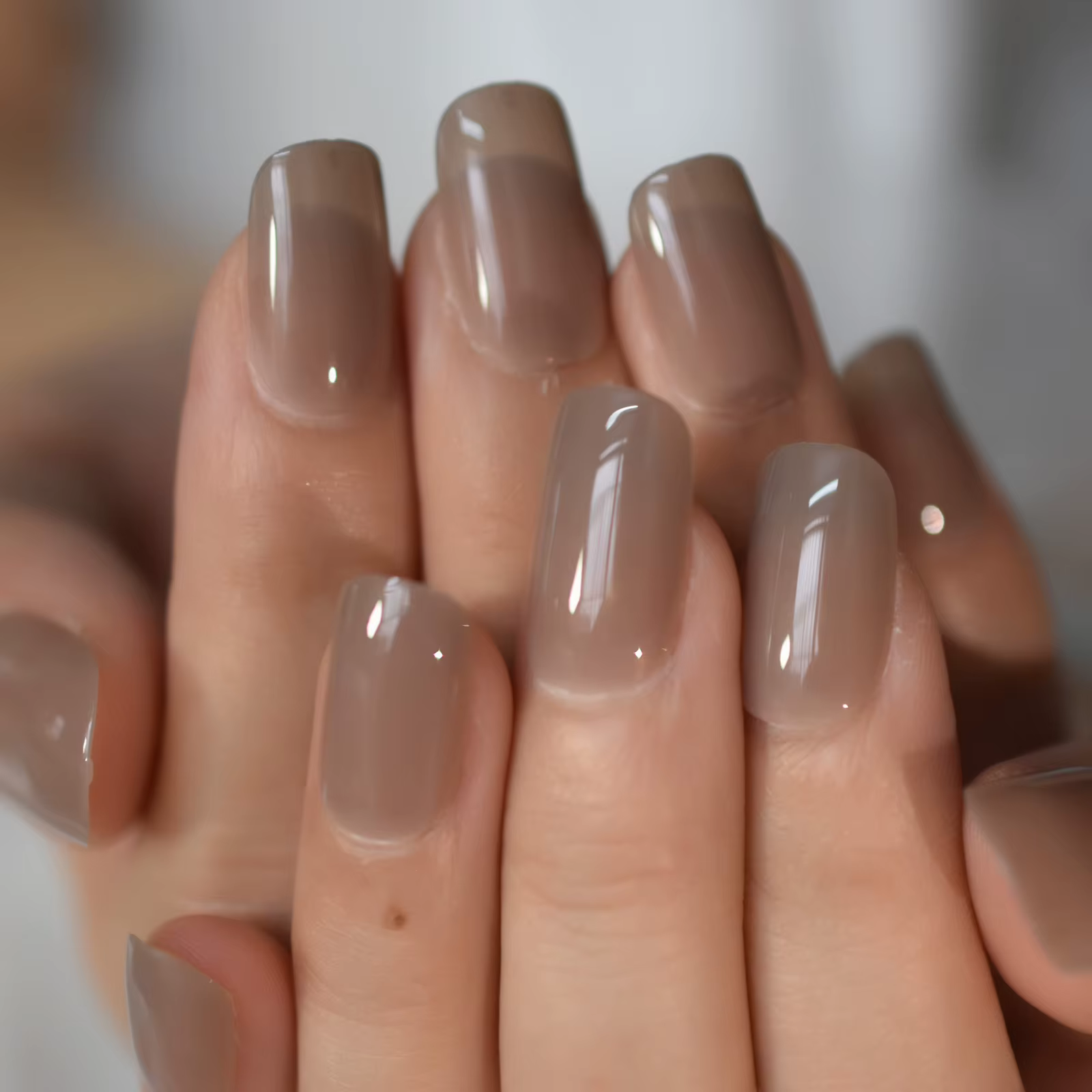 Faux ongles à pression solides et brillants pour femmes