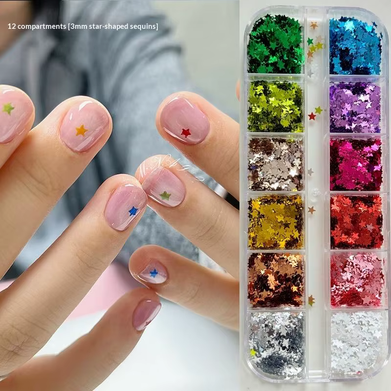 【12Grids Star Sequin Five-pointed
