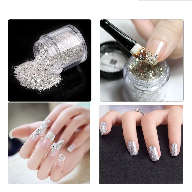 Mélange de paillettes pour ongles en argent pur scintillant