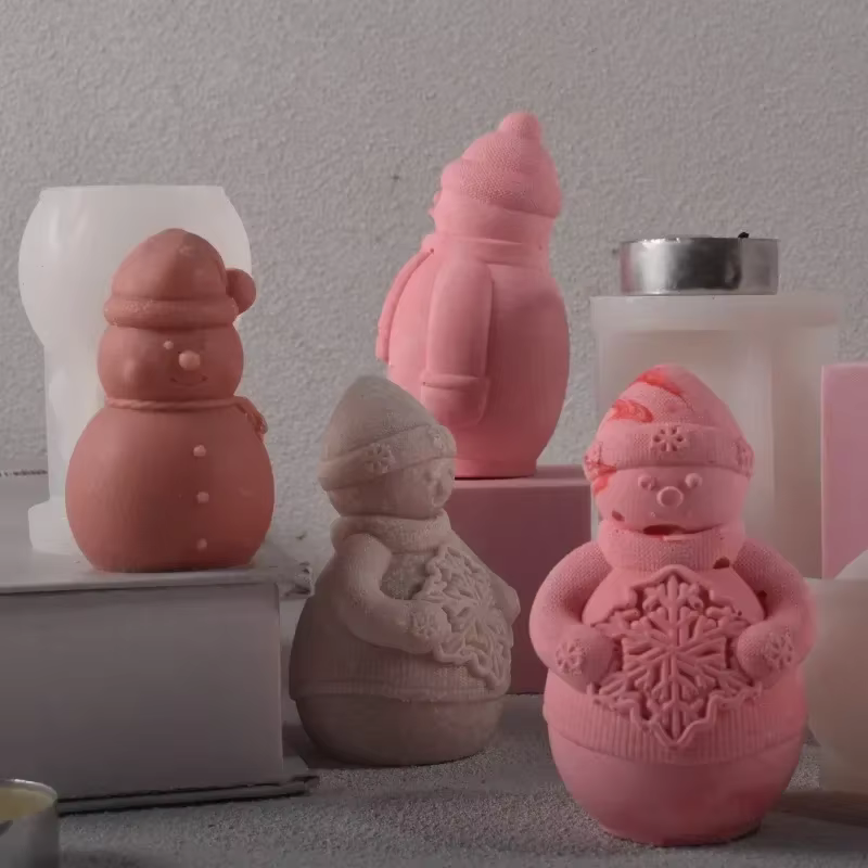 Moule à bougie en silicone flocon de neige 3D, bonhomme de neige fait à la main bricolage, bougie Regina, artisanat en plâtre, moule en résine pour cadeaux de Noël