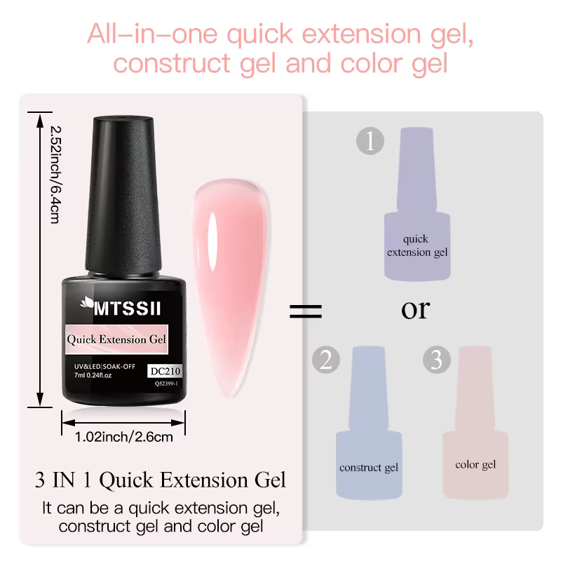 Mtssii 7ML Extension rapide Gel pour ongles Vernis Semi Permanent acrylique cristal rose clair Gel nu
