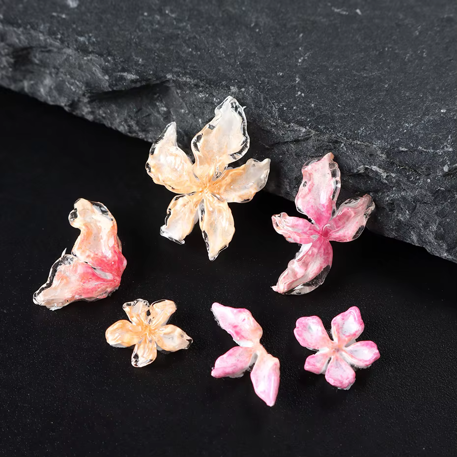 Moule à ongles en silicone 3D motif floral Hibiscus